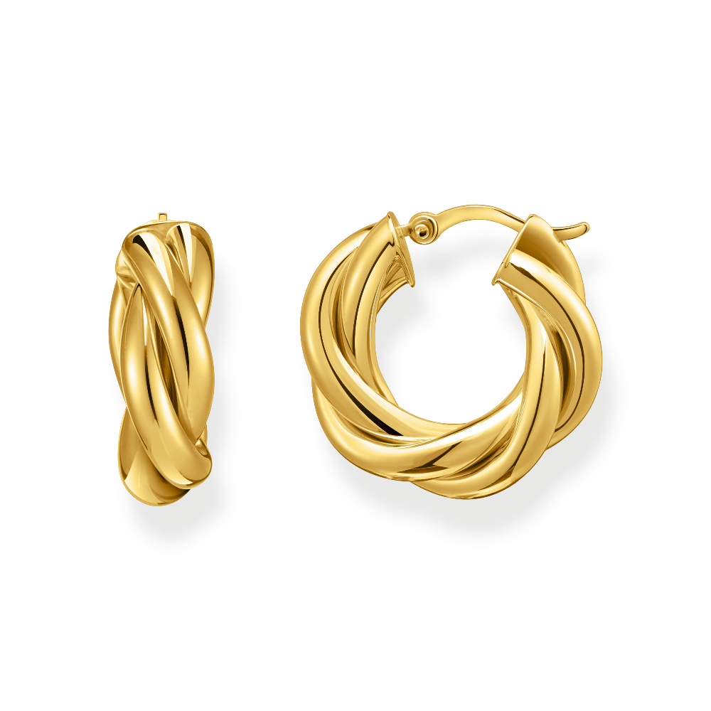 Gold-Plated Twisted Hoop Earrings - CR742-413-39 - Thomas Sabo