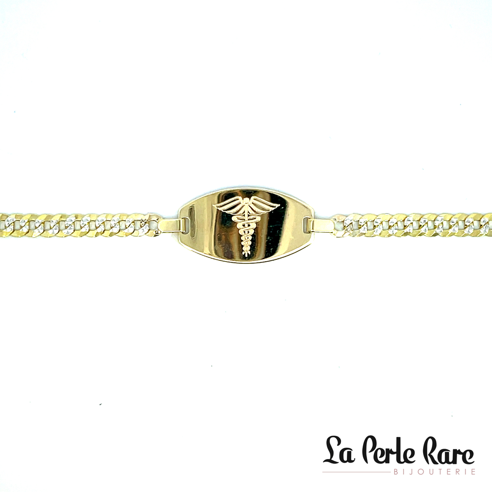 Bracelet médical, or 2 tons (jaune/blanc) - LPR-2093-7.25 - Exclusivités