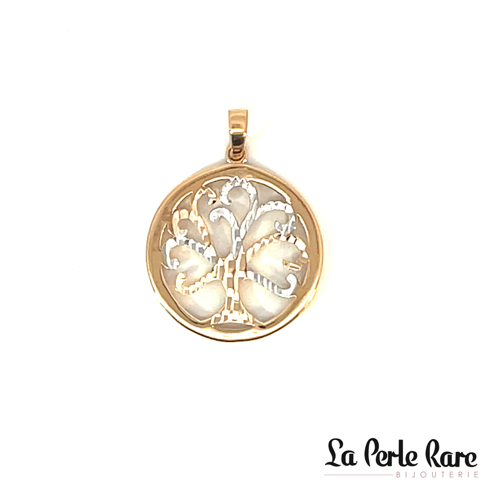 Pendentif arbre de vie, or 2 tons (rose/blanc) 10 carats - POZ-1647-2TR - Exclusivités