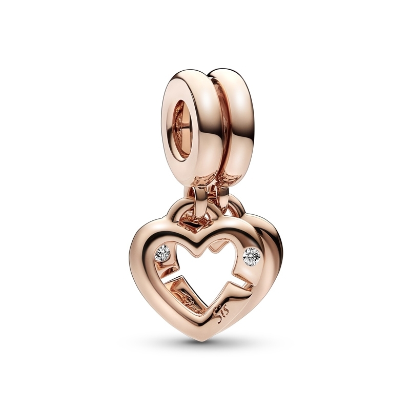 Billes séparées coeur de soeurs liées, pandora rose, zircons - 789538C01 - Pandora