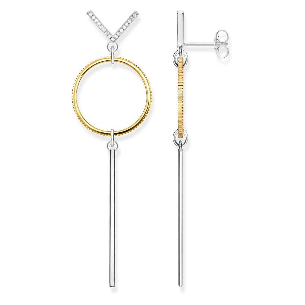 18kt 2-tone plated-yellow gold dang earrings, cz - H2000-414-7 - Thomas Sabo