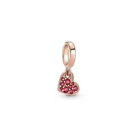 Bille coeur incliné, pandora rose, zircons rouges - 789404C02 - Pandora