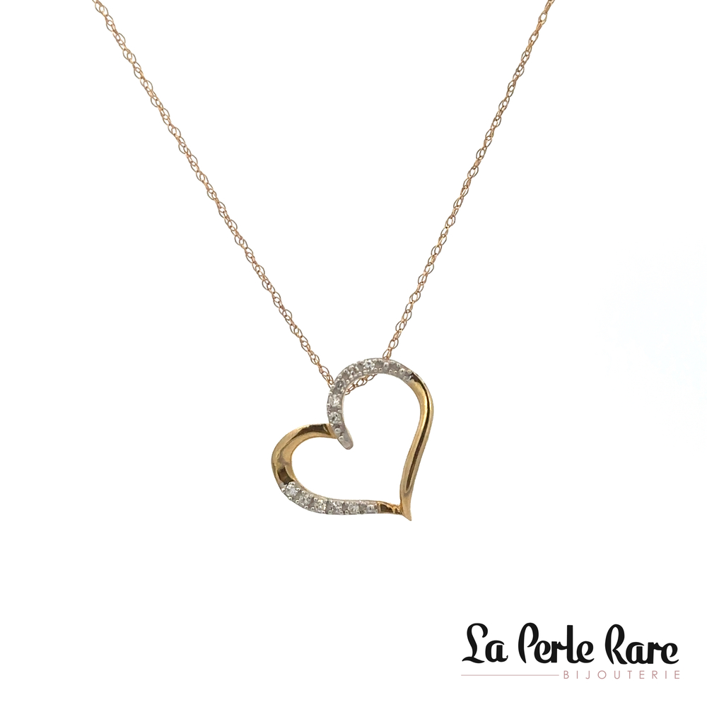 Pendentif coeur, or jaune, 7 pts dia tot - SKP19449-07 - Exclusivités