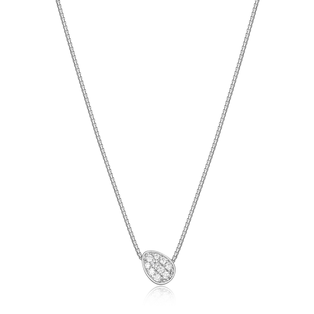 Collier argent rhodié, zircons