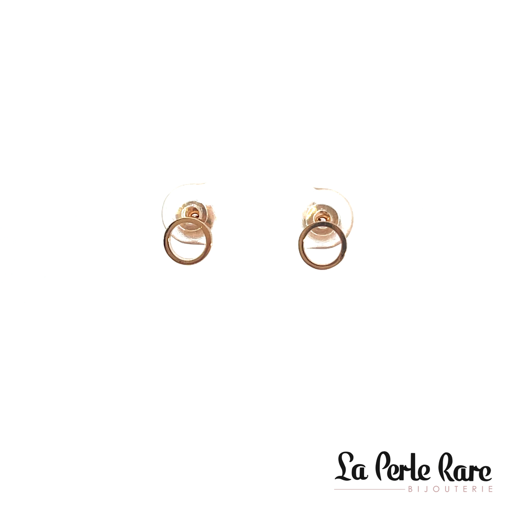 Plain rose gold round fixed earrings - EAS-5703-R - Exclusivity