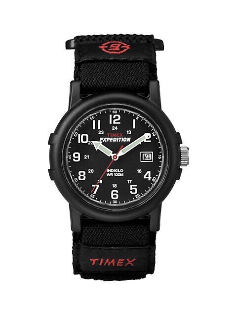 Montre expédition nylon velcro, plastique noir - T40011GP - Timex