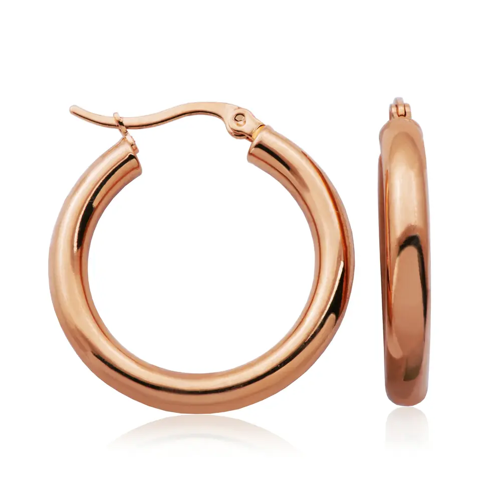 Women's 30 mm rose steel hoop earrings - T2XC520330 - Steelx