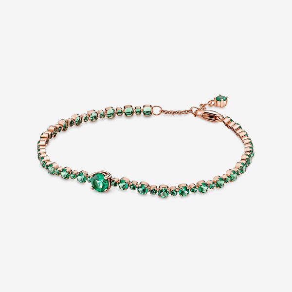 Bracelet tennis pavé scintillant, pandora rose, cristal vert - 580044C01-20 - Pandora