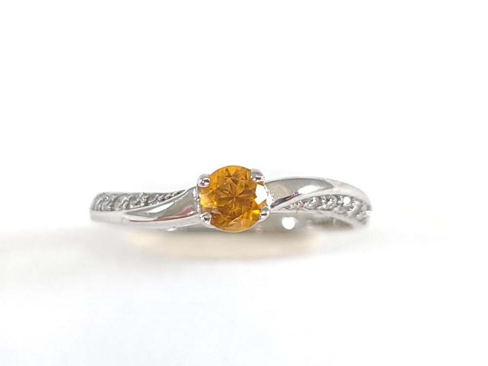 Bague or blanc, citrine, 9 pts dia tot - L54349CITRINE - Libman