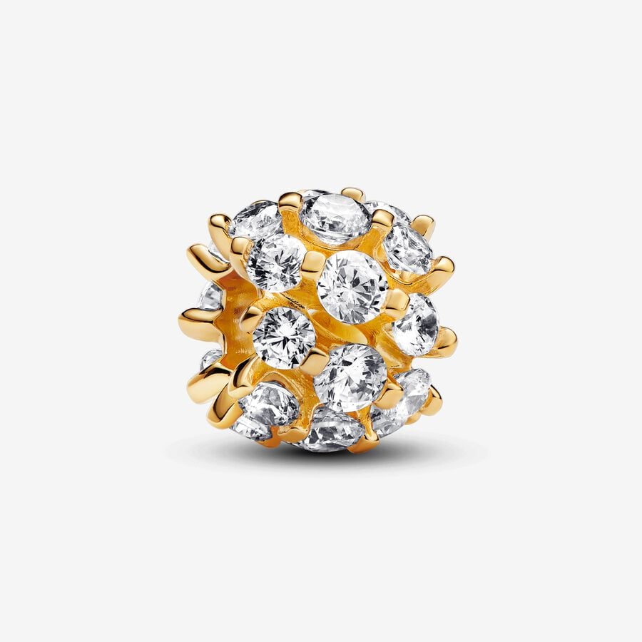 Sparkling round charm, gold metal, cubic zirconia - 763234C01 - Pandora