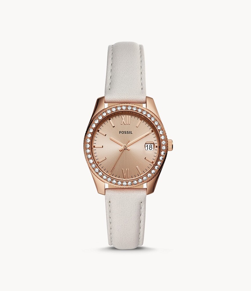 Women's gray leather, pink steel, cz watch - ES4556 - Fossil