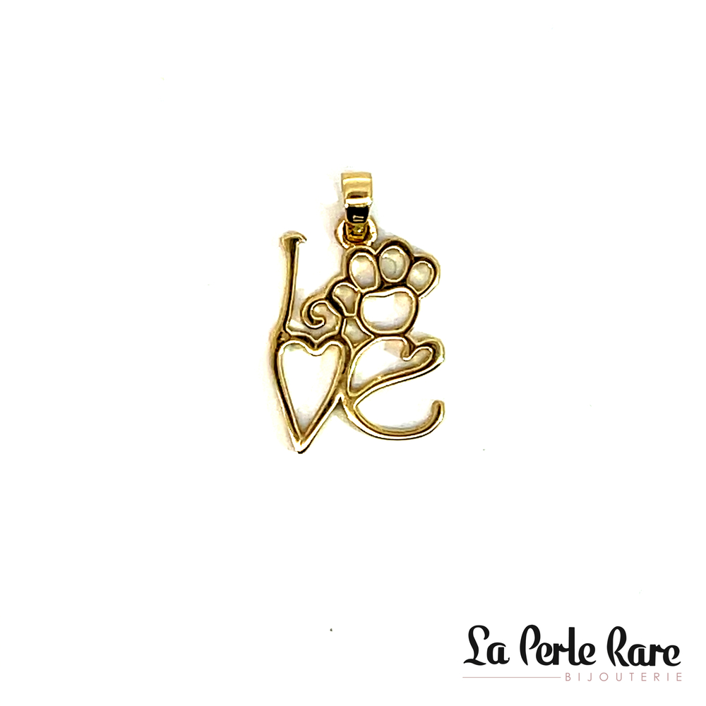 Pendentif Love avec patte de chien, or jaune 10 carats - PAZ-1257-J - Exclusivités