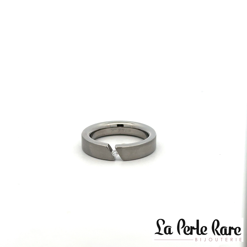 Bague acier inoxydable, diamant de 3 points - 173-R645-CT3-6 - Steelx