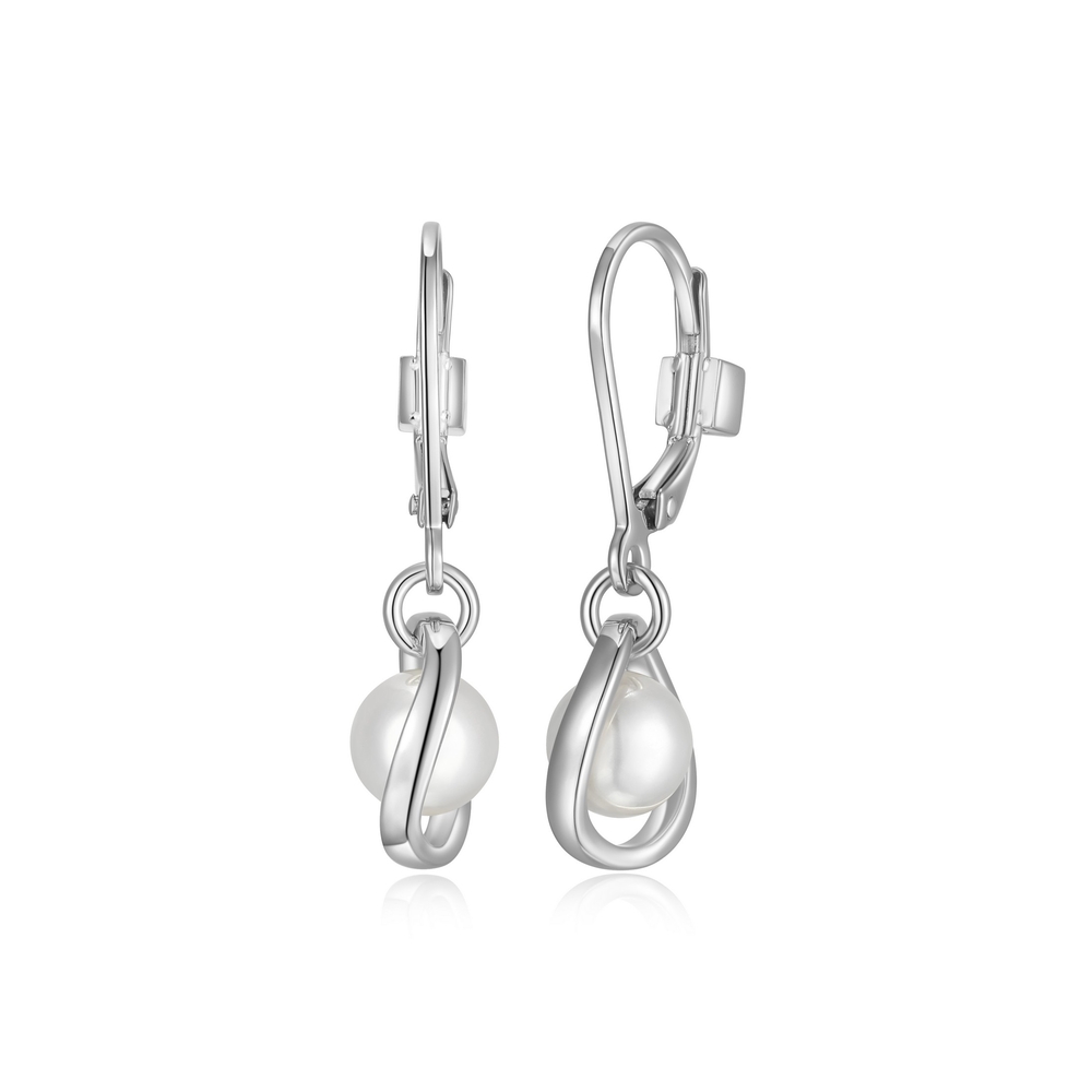 Bo pendantes argent rhodié, perles, zircons