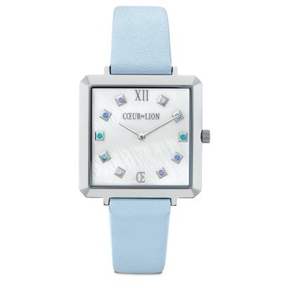 Montre cuir bleu, acier, nacre - 7630-71-0753 - Coeur De Lion