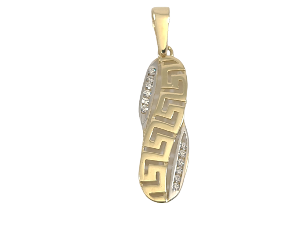  Versace-style pendant, two-tone (yellow/white) gold, zirconium - PDC46-52402T - Exclusivity