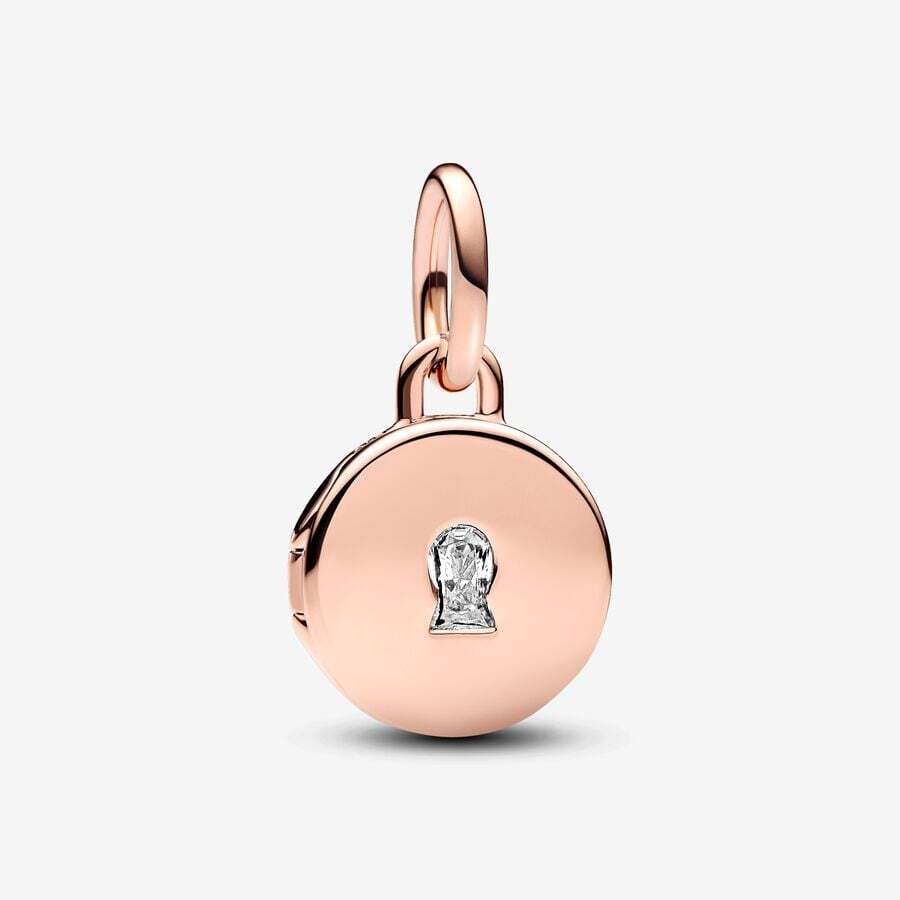 Openable, engravable locket bead, Pandora Rose, with cubic zirconium - 783066C01 - Pandora