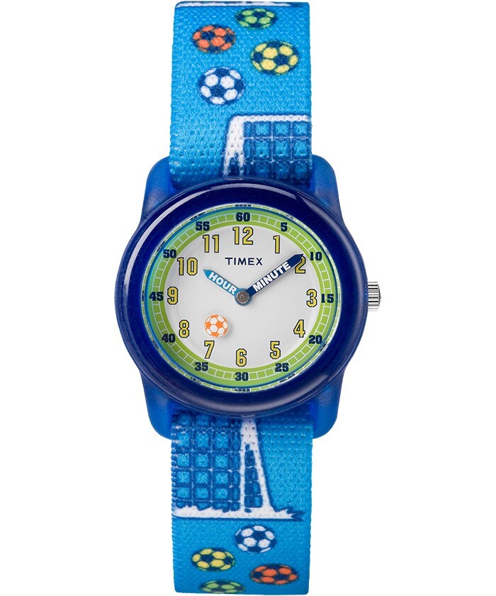 Montre ballons soccer, nylon, plastique bleu - TW7C165009J - Timex