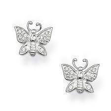 White butterfly fixed earrings with cz