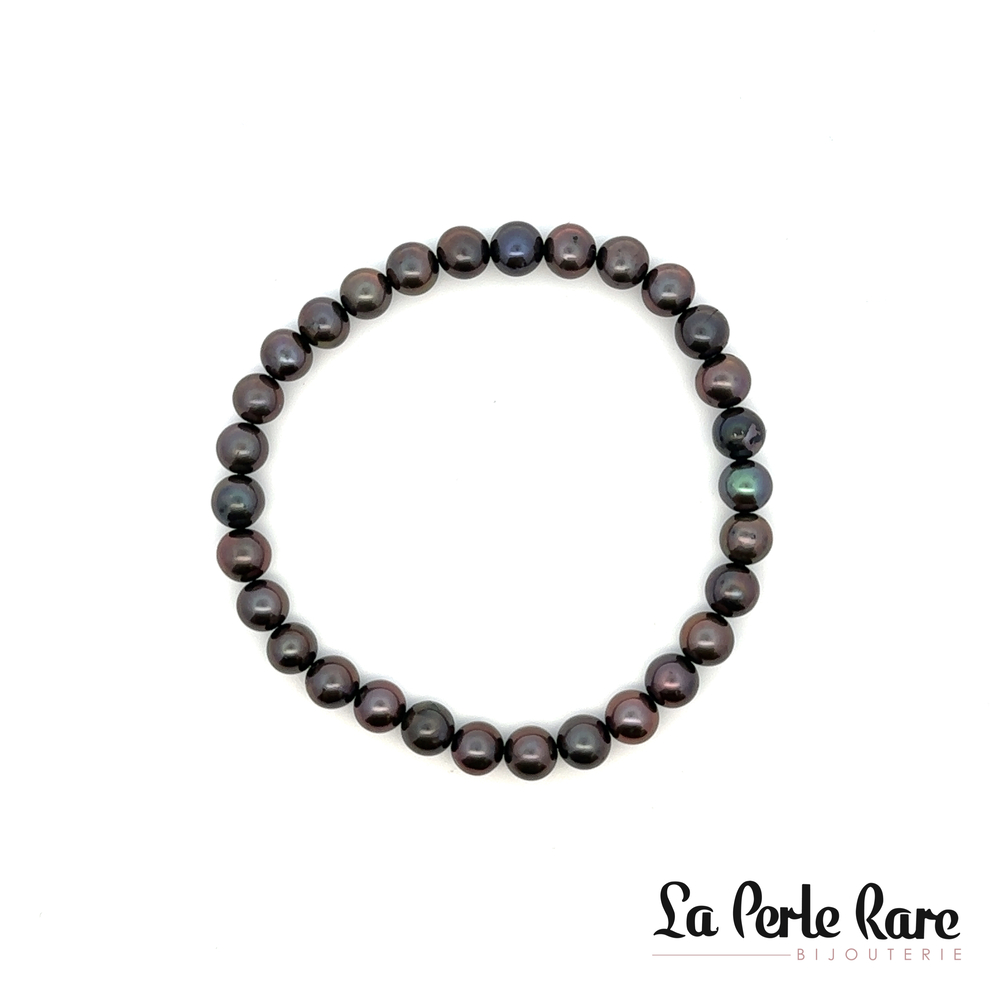 Bracelet extensible, perles noires 6 mm - BRA-EX-6N - Exclusivités