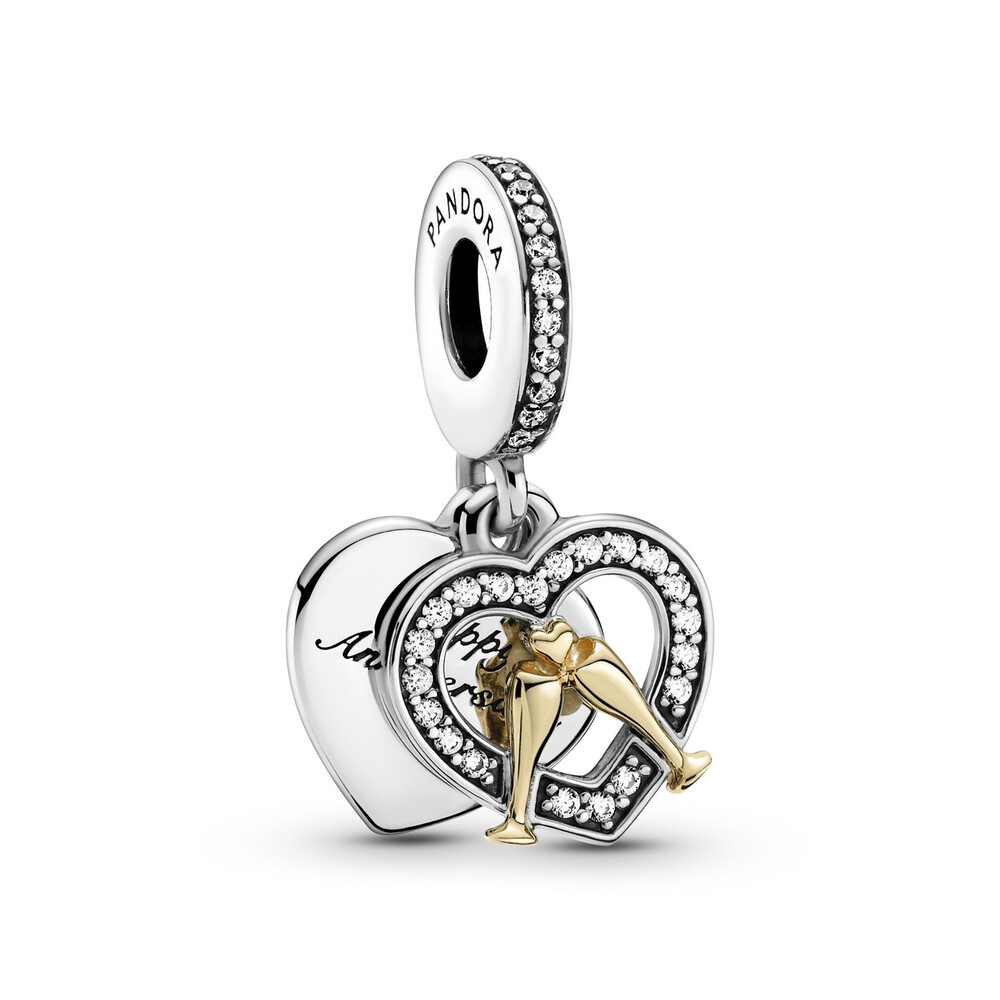 Bille joyeux anniversaire de mariage, avec or jaune 14 kt, cz incolores - 799322C01 - Pandora