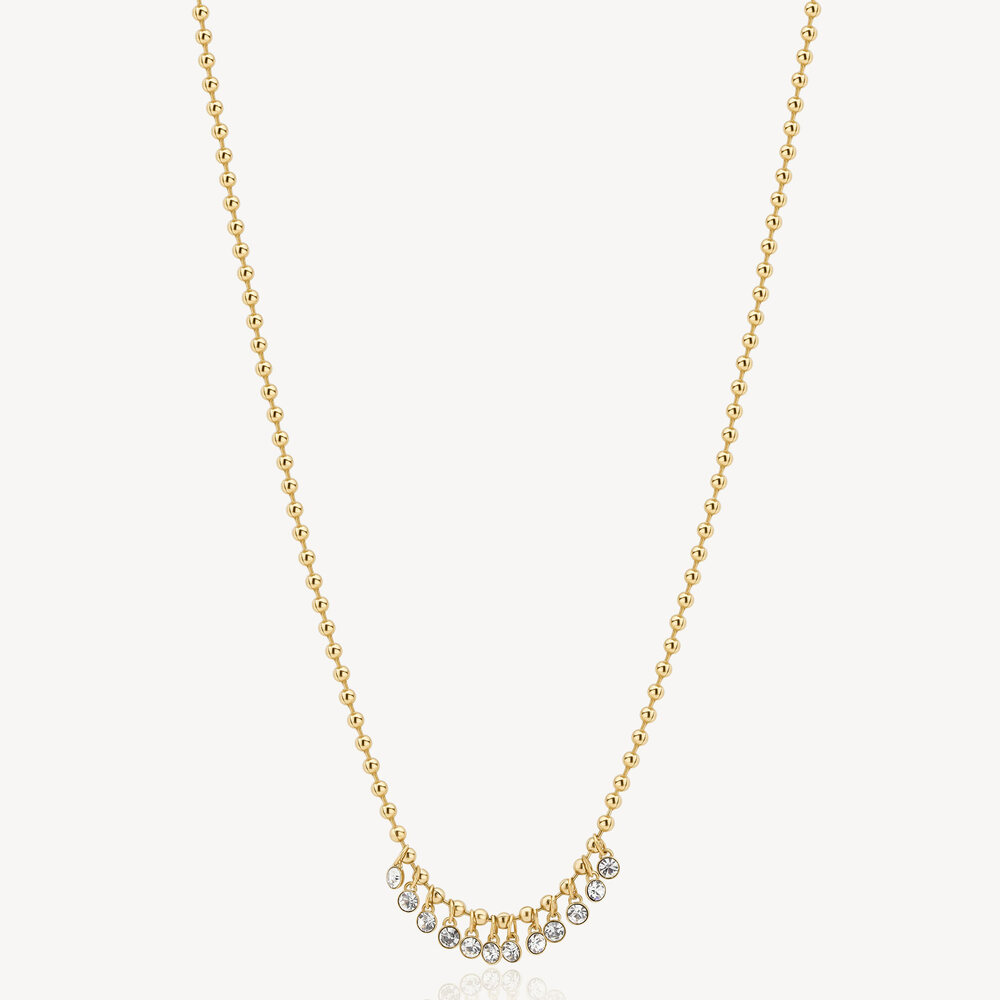 Collier symphonie, acier doré, cristaux