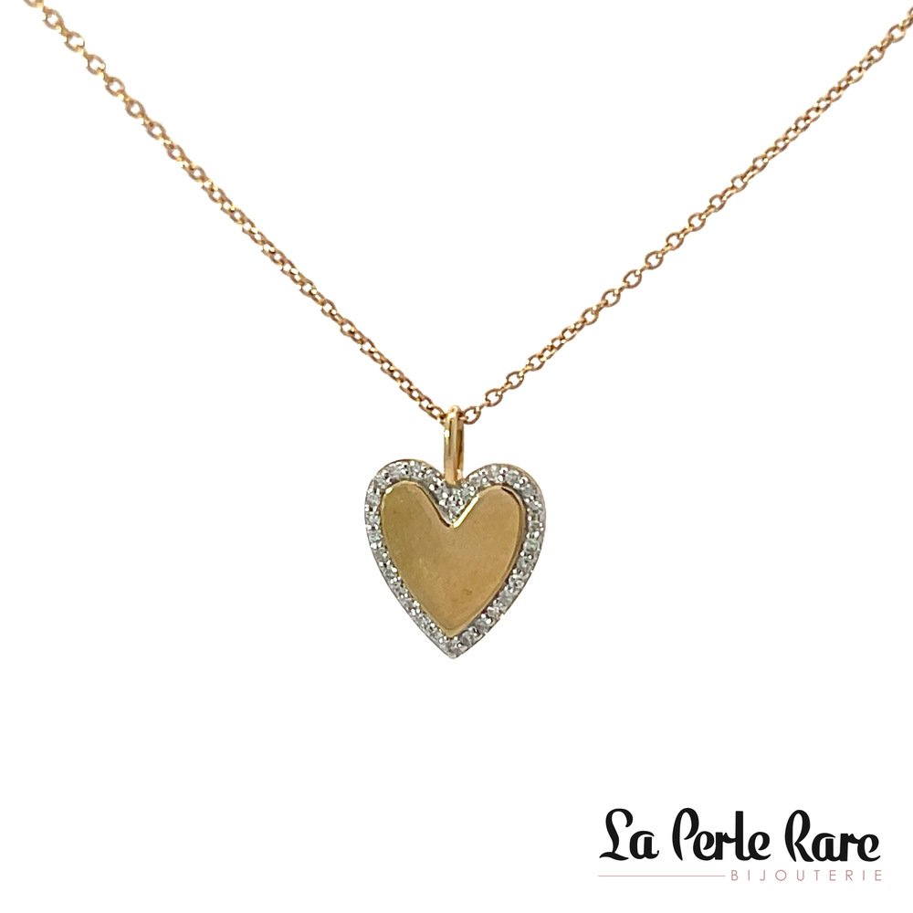 Pendentif coeur or jaune, 10 pts dia tot - LPR-1843 - Exclusivités