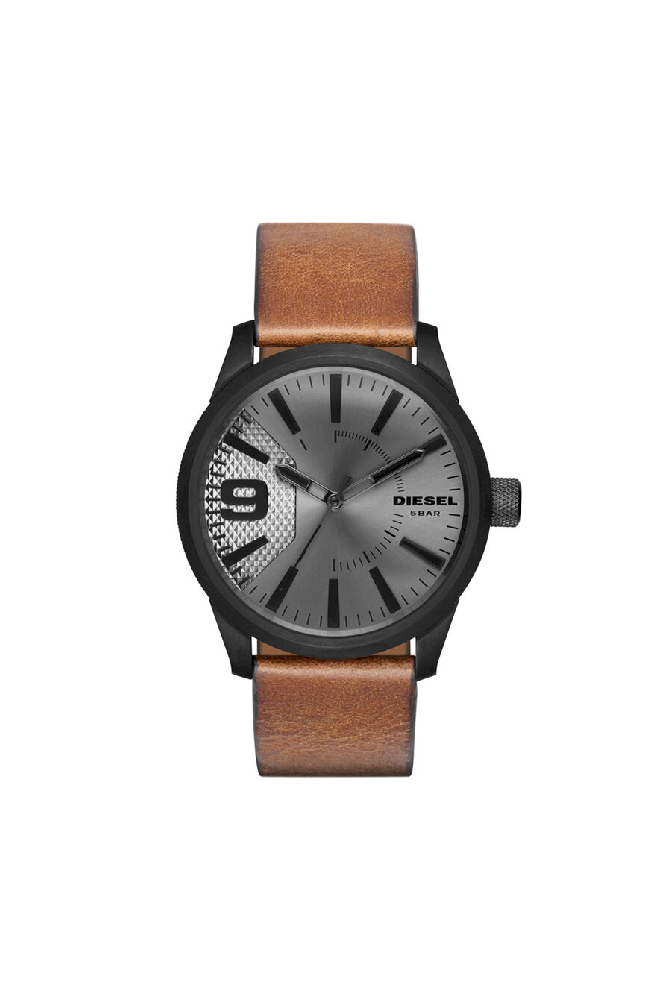 Rasp watch with a brown leather strap. - DZ1764 - Diesel