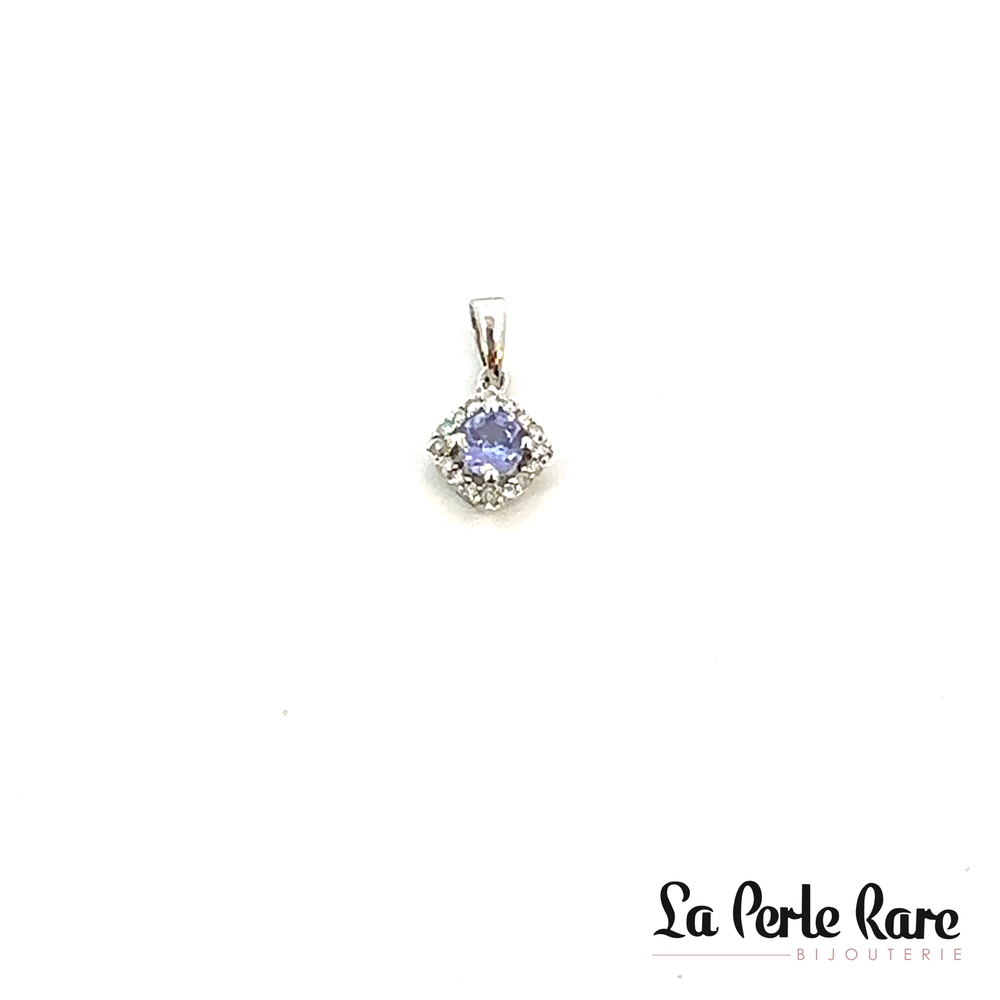 Pendentif or blanc, tanzanite, 5 pts dia tot - SKP16421-TAN - Exclusivités