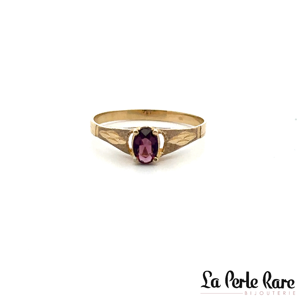 Bague or jaune 10 carats, zircon mauve - 2537 - Exclusivités