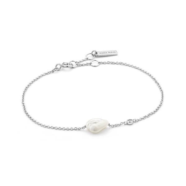 Silver bracelet, pearl - B019-01H - Ania Haie