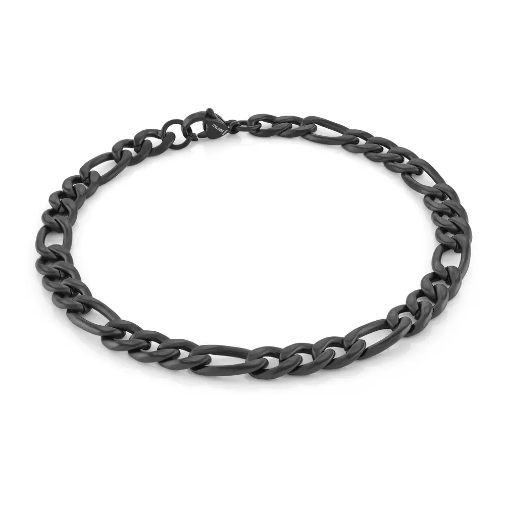 Bracelet figaro acier noir - SMB482-8.5 - Italgem Steel