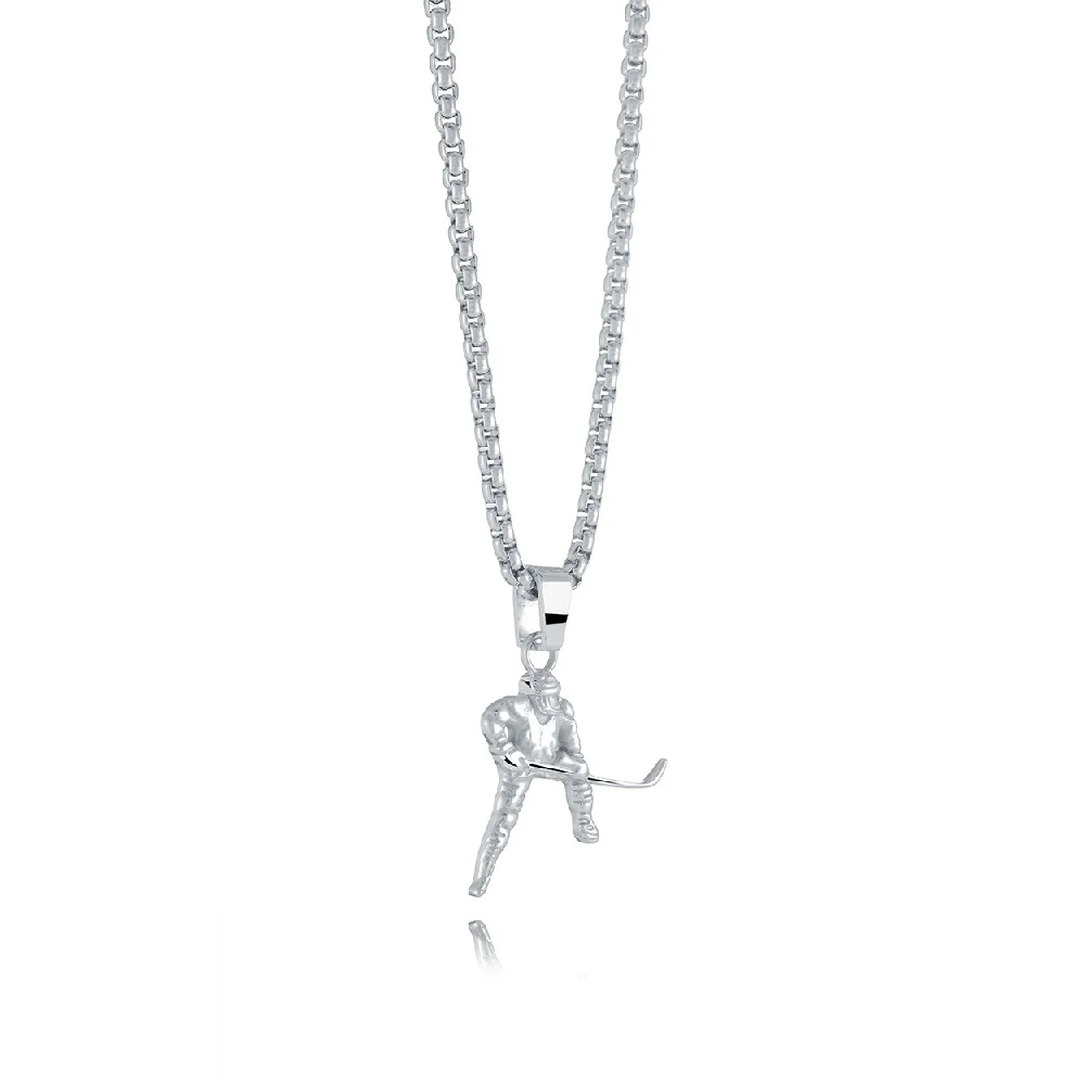 Pendentif joueur de hockey, acier inoxydable - SP399 - Italgem Steel