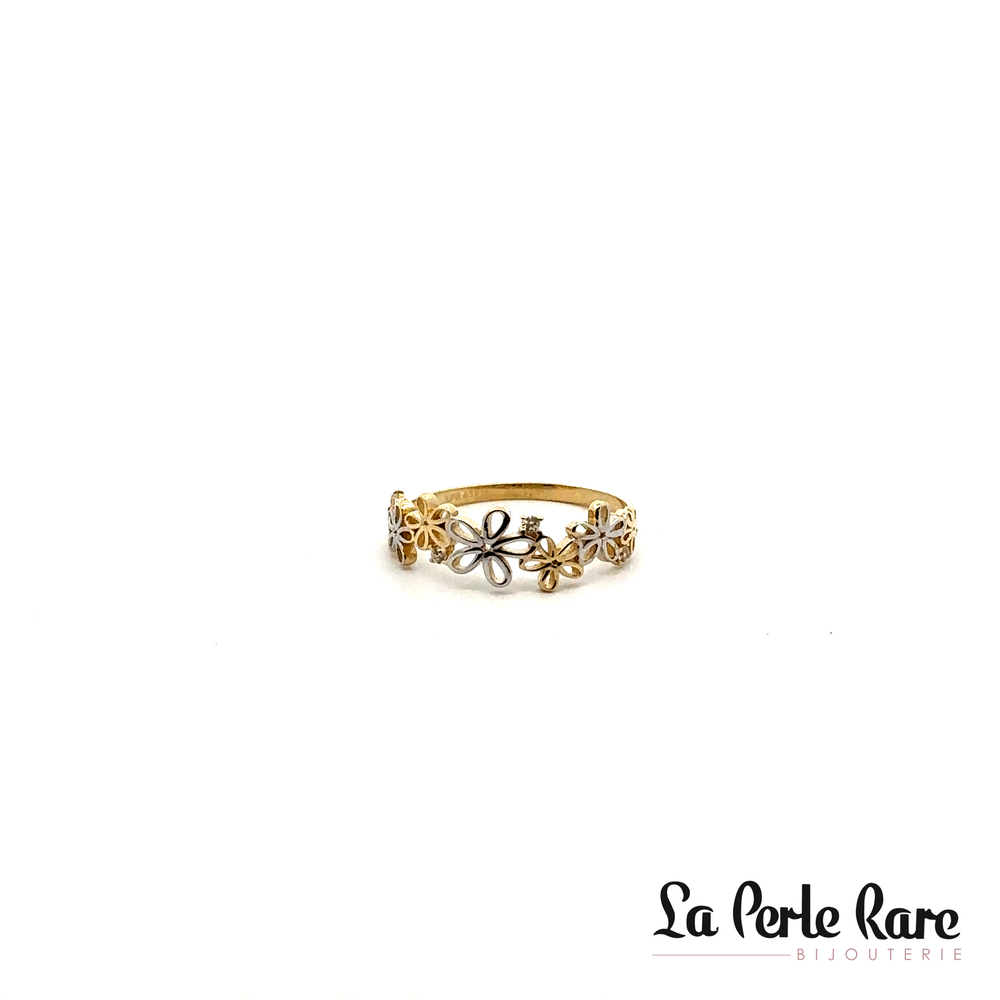 2-tone gold ring (yellow/white), zircons - ROZ-3862-2T - Exclusivity