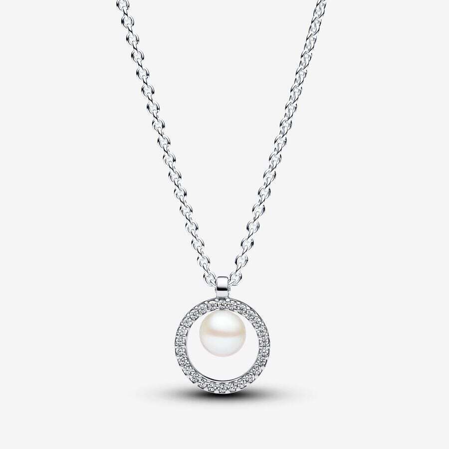 Silver pendant, freshwater pearl, cubic zirconia - 393165C01-45 - Pandora