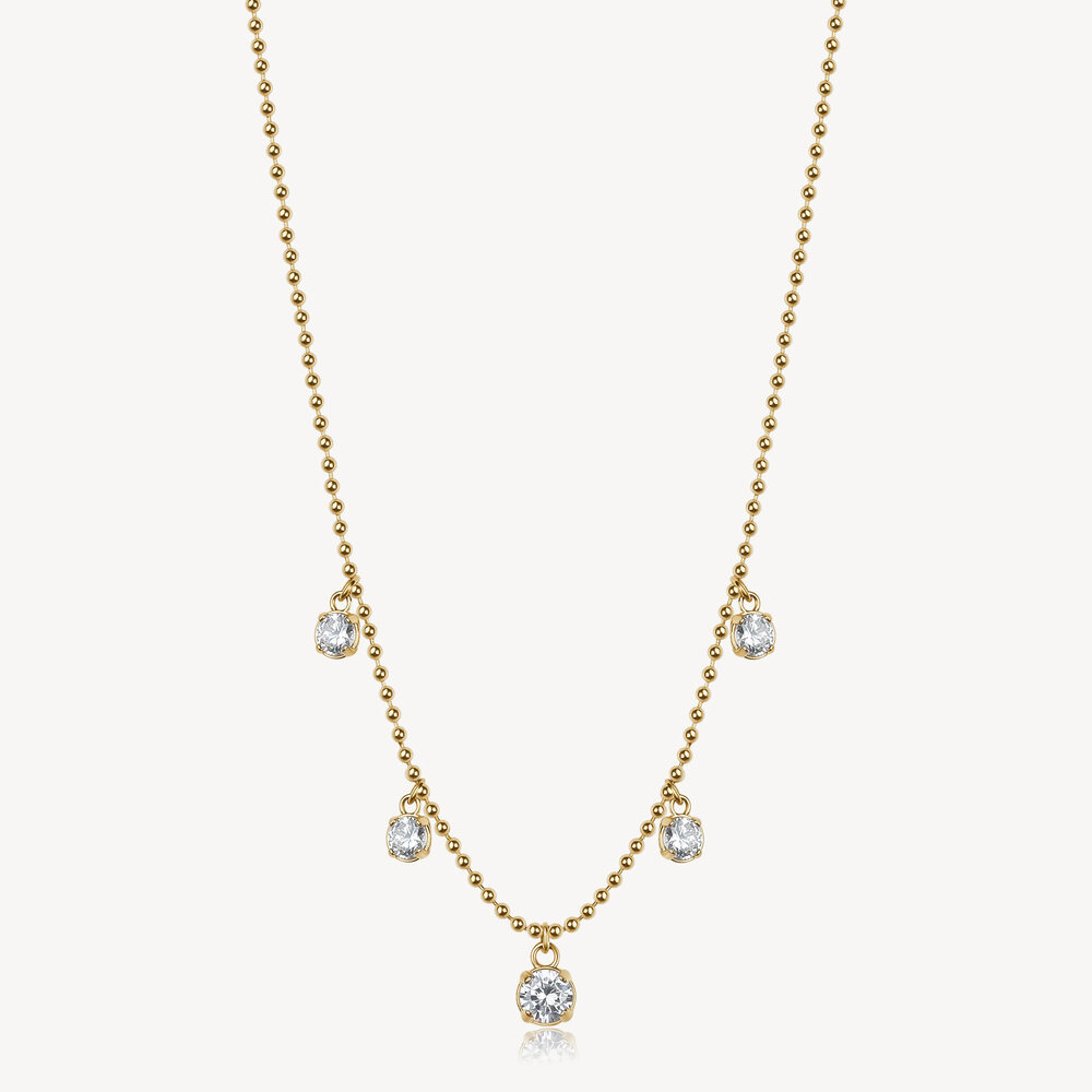 Collier fidélité, acier doré, zircons