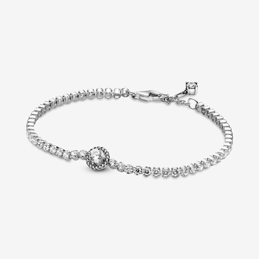  Shimmering halo tennis bracelet, silver, zircons - 599416C01-16 - Pandora