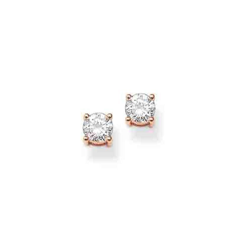 Rose-plated fixed earrings with cz