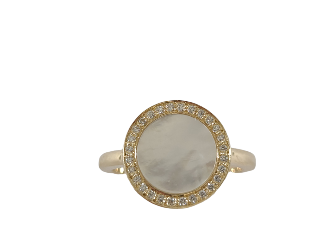 Bague or jaune, nacre de perle, 9 pts dia tot - ANP4261-NP - Exclusivités