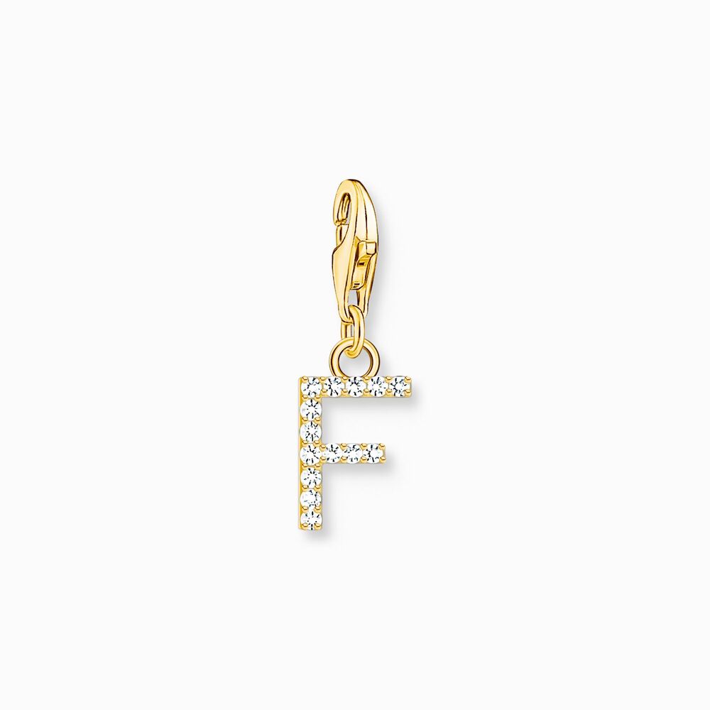 Charm lettre f, argent doré, zircons - 1969-414-14 - Thomas Sabo