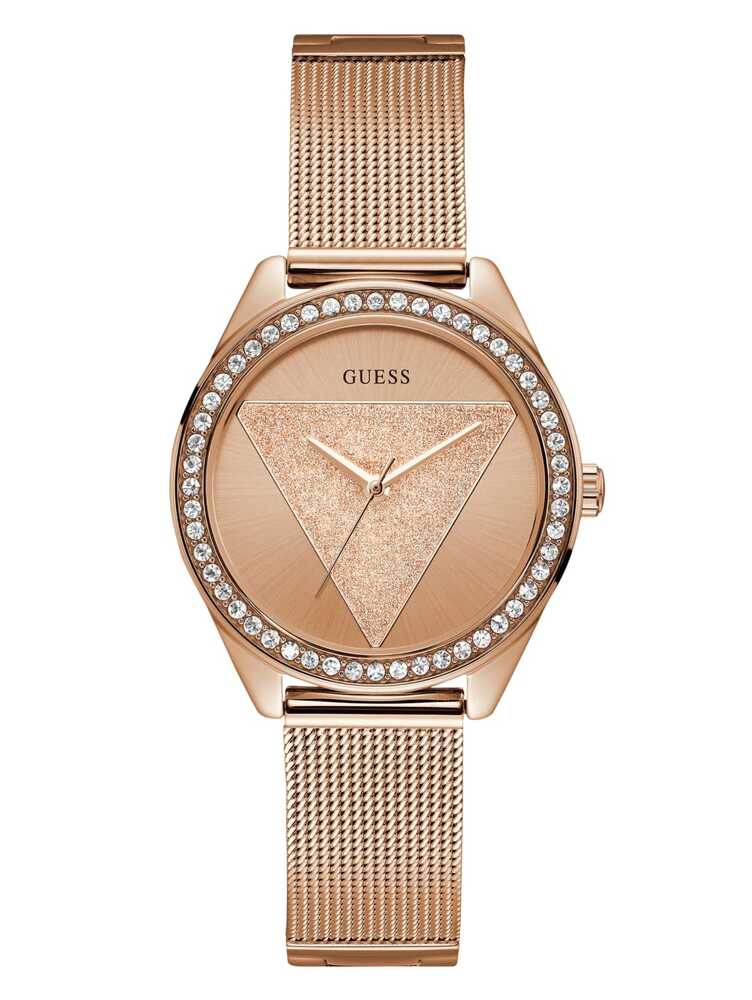 Rose gold stainless steel watch, crystals - U1142L4 - Guess