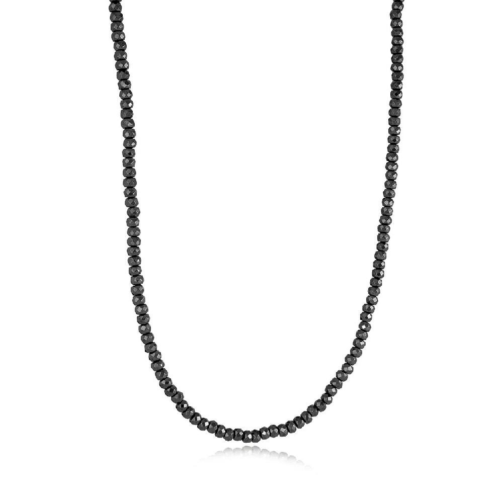 Collier acier inoxydable noir, spinelle noire - BN-10-22 - Italgem Steel