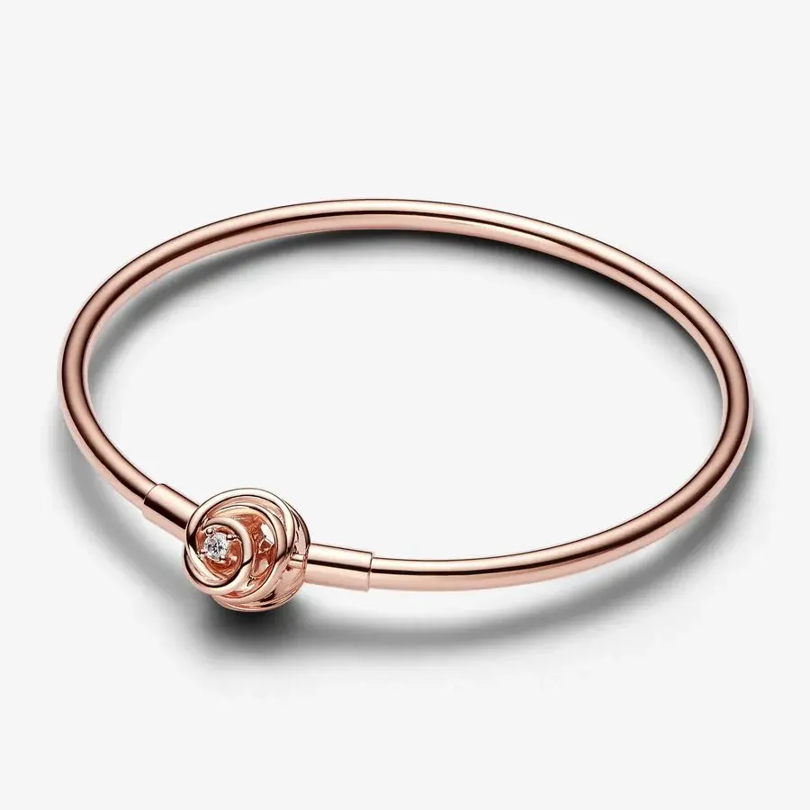 Bangle bracelet, rose metal, cubic zirconia - 583230C01-17 - Pandora