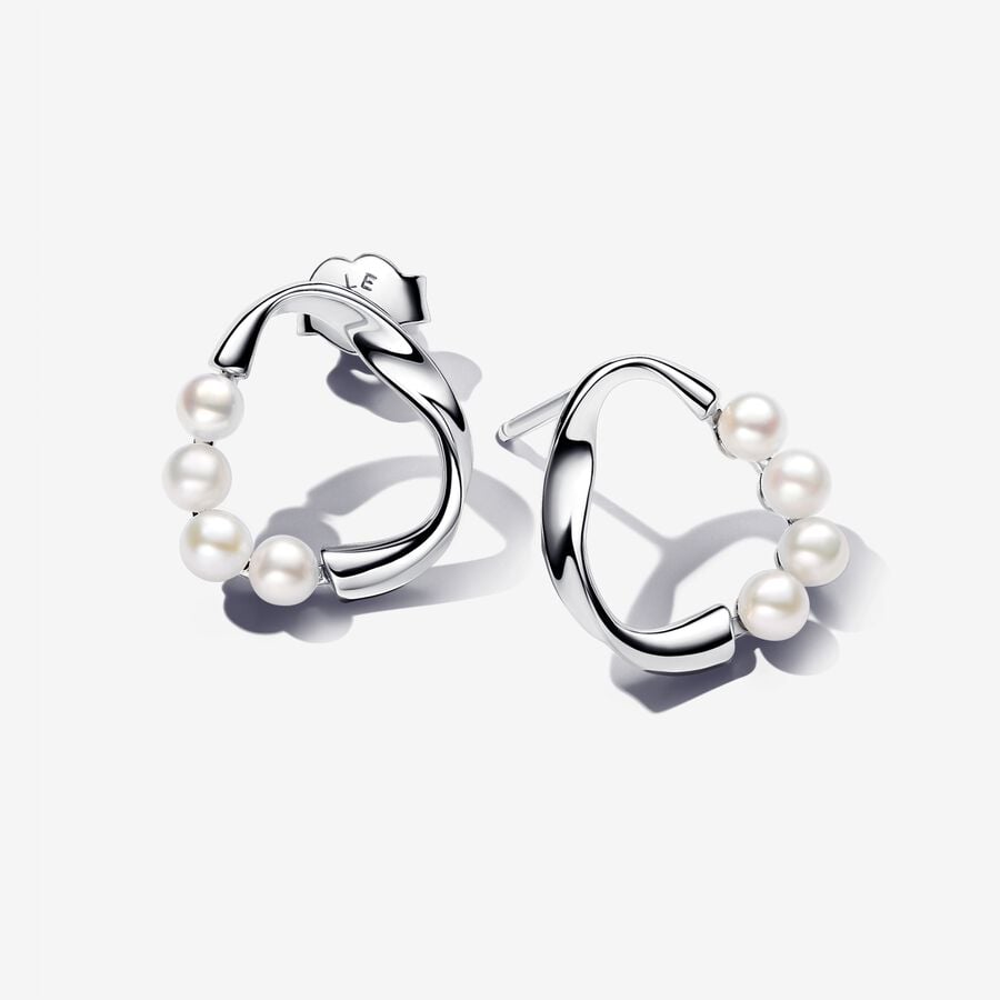 Stud silver earrings, freshwater pearls - 293276C01 - Pandora