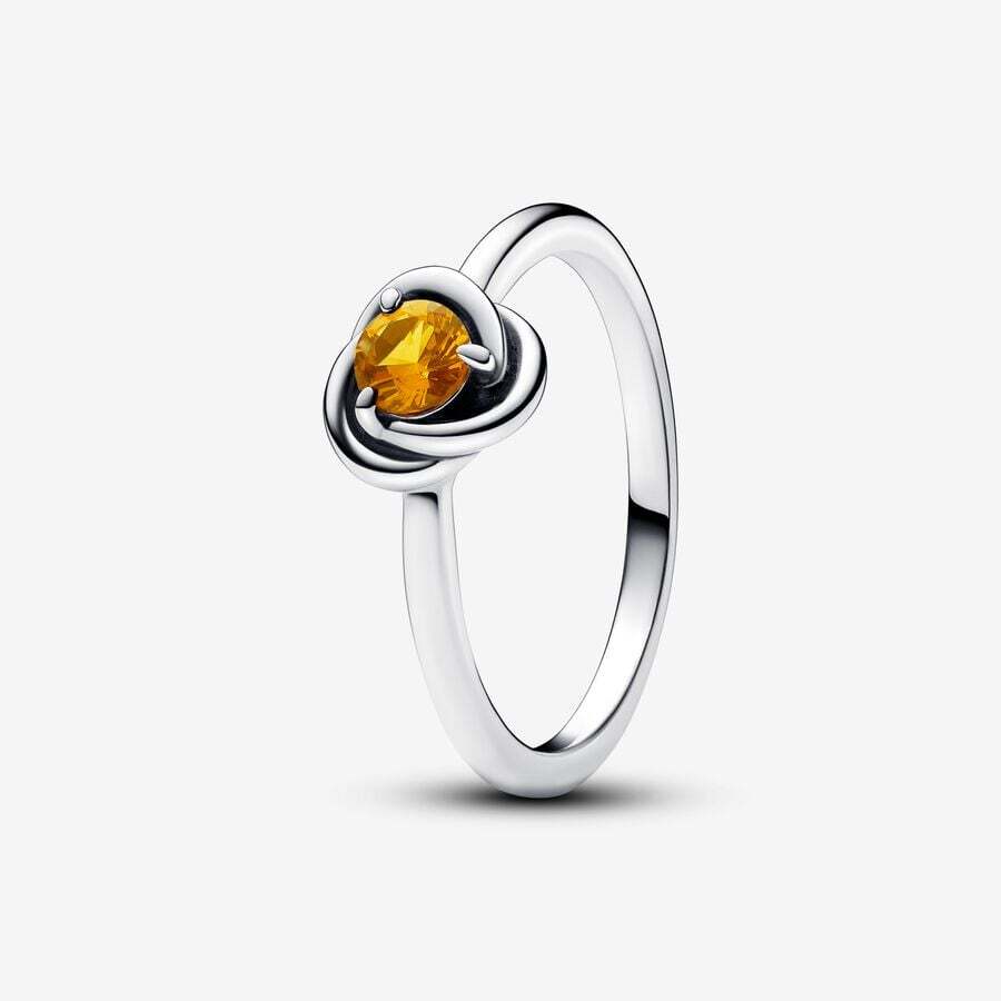 Bague cercle éternel, argent, cristal jaune