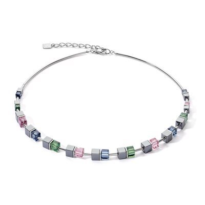 Collier acier, hématite, cristaux swarovski multicolores - 5020-10-0754 - Coeur De Lion