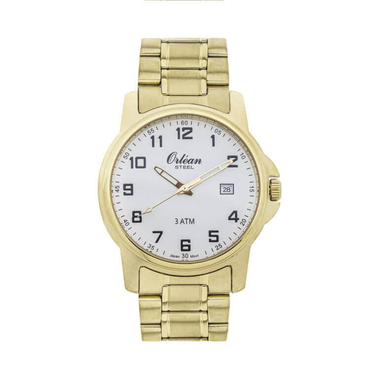 Montre acier doré, fond blanc - ME3170 - Orlean