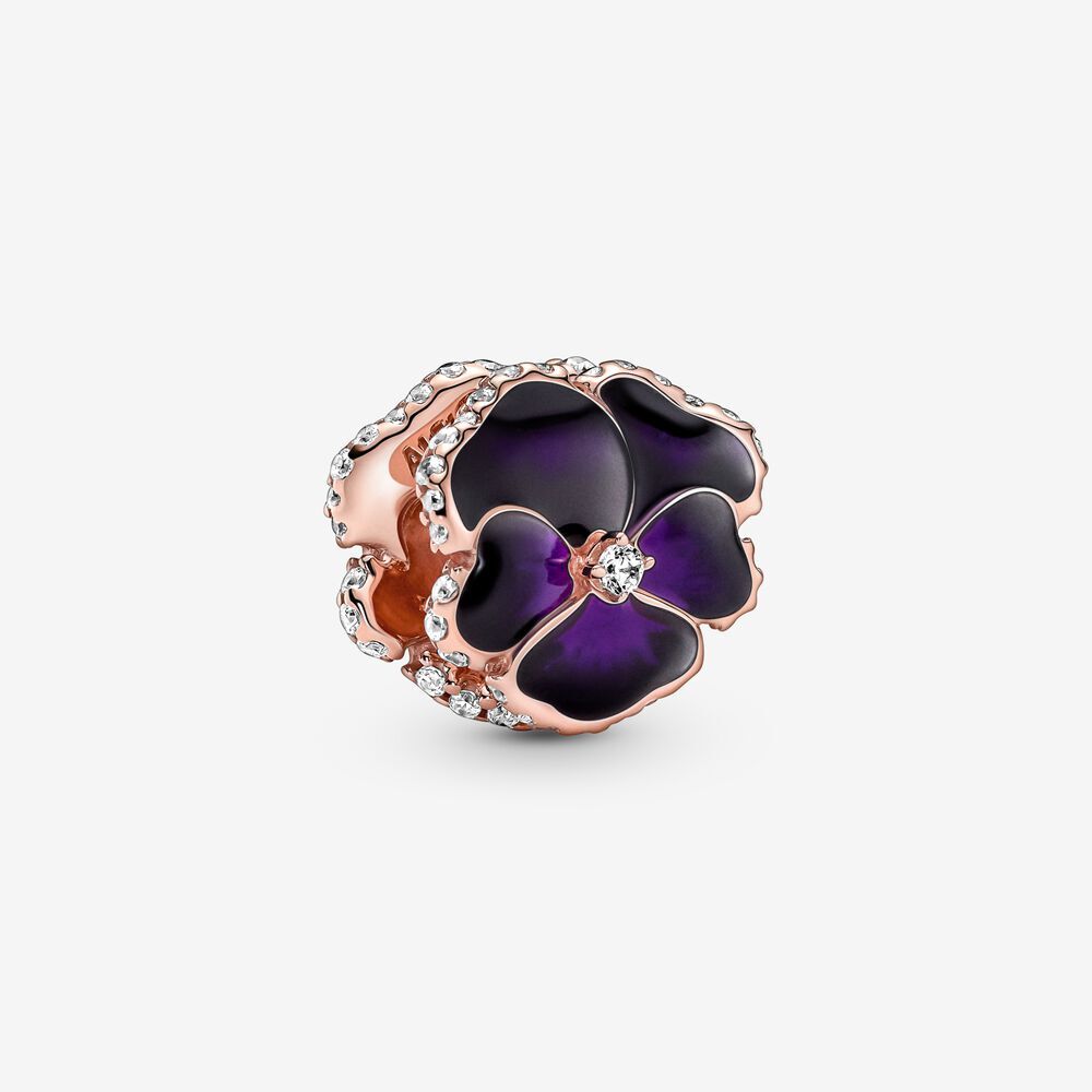 Bille pensée mauve intensif, émaux mixtes, zircons, pandora rose - 780777C01 - Pandora