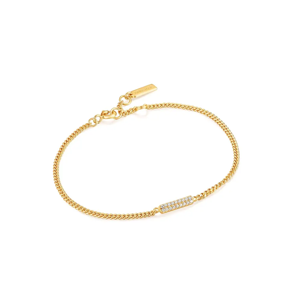 Gold-plated silver bracelet with cubic zirconium - B037-02G - Ania Haie