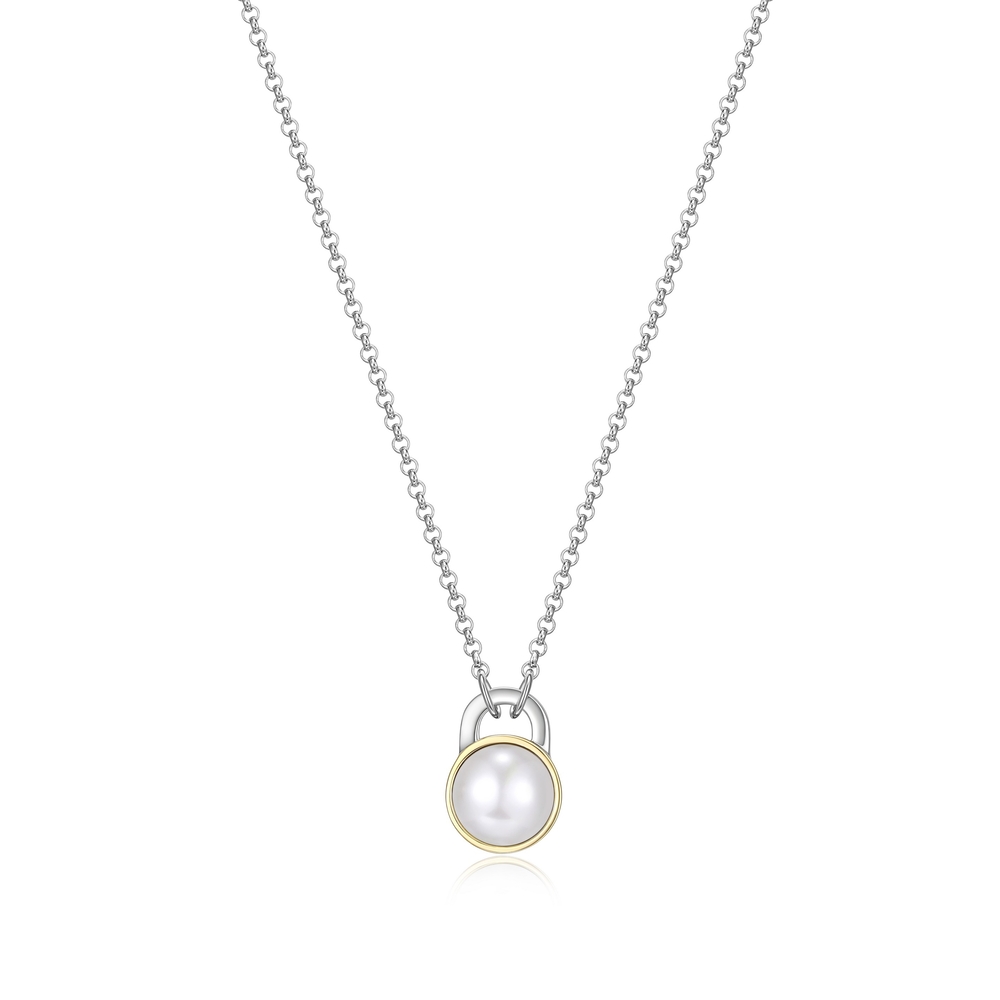 Collier argent 2 tons (blanc/jaune), perle